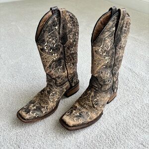 Circle G Brown and Tan Heeled Boots